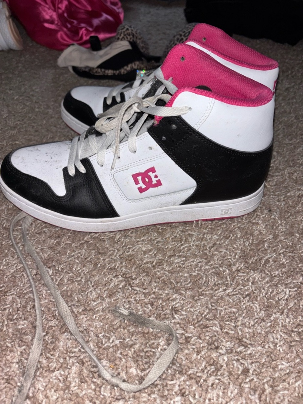 DC Pink and Black Skate Sneakers
